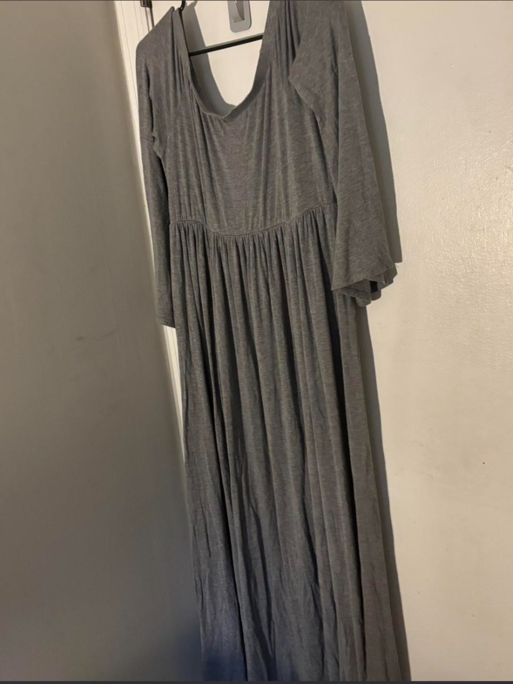 torrid Gray Long Scoop-Neck Maxi Dress with Gathered Skirt